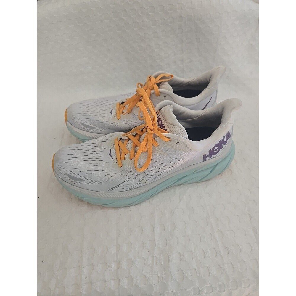 Hoka One One Clifton 8 write Lace Up Running Training Shoes Women's Size 9D